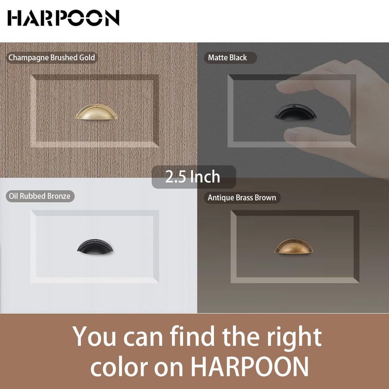 HARPOON 10 Pack Kitchen Cabinet Handles 2.5 Inch Hole Center Bin Cup Drawer Pulls Flat Black - Image 4